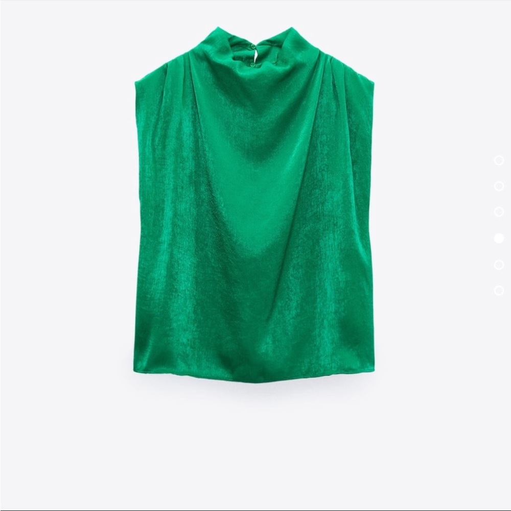 RUCHED SATIN EFFECT TOP GREEN - Picture 4 of 8